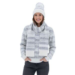 J.Crew Fairisle Crewneck Sweater Set Includes Matching Scarf Beanie Size L